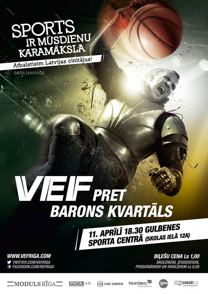 Gulbenes sporta centrā - basketbols "VEF" pret "Barons Kvartāls"