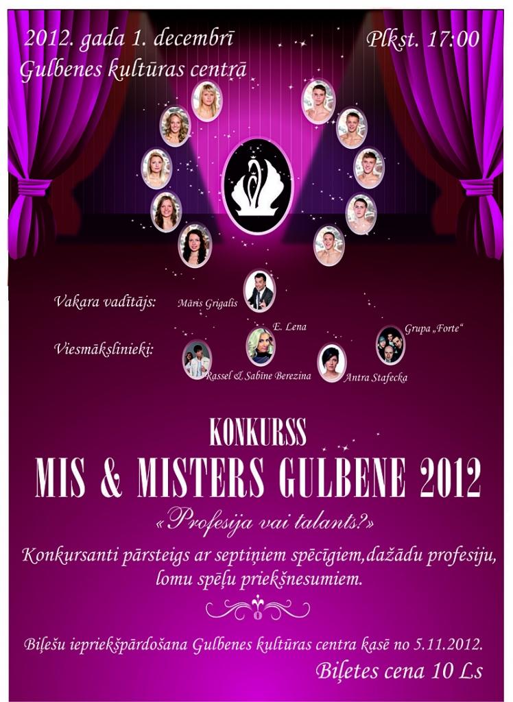 Gulbenes kultūras centrā - konkurss "Mis un Misters Gulbene 2012"