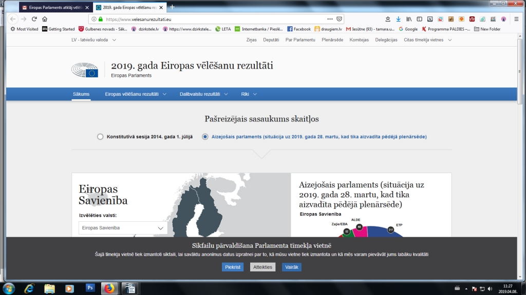 Eiropas Parlaments atklāj vēlēšanu rezultātu mājaslapu
