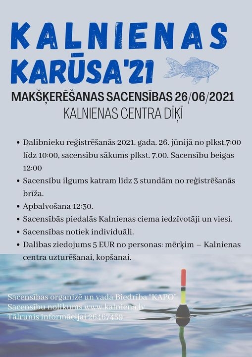 Kalnienā notiks makšķerēšanas sacensības "Kalnienas karūsa 2021"