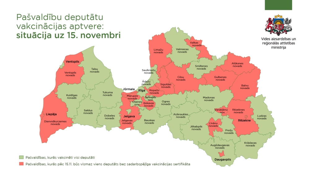 No 15.novembra apturēs pret Covid-19 nevakcinēto vai to nepārslimojošo pašvaldības domes deputātu pilnvaras